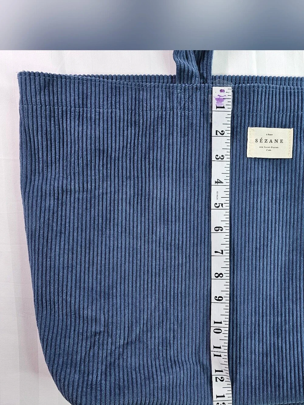 Sezane Navy Corduroy Tote Bag